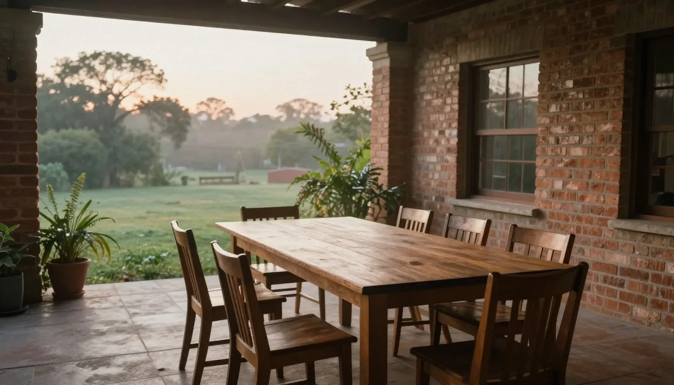 Patio de una casa familiar argentina a la mañana