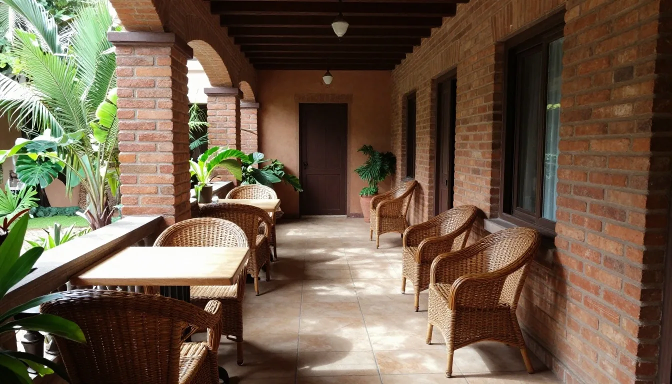 Patio familiar argentino a la mañana con tres generaciones alrededor de la mesa