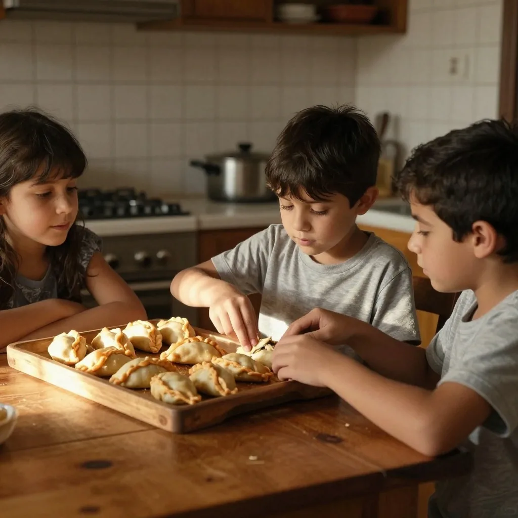 Abuela y nieto cocinando juntos en la cocina familiar